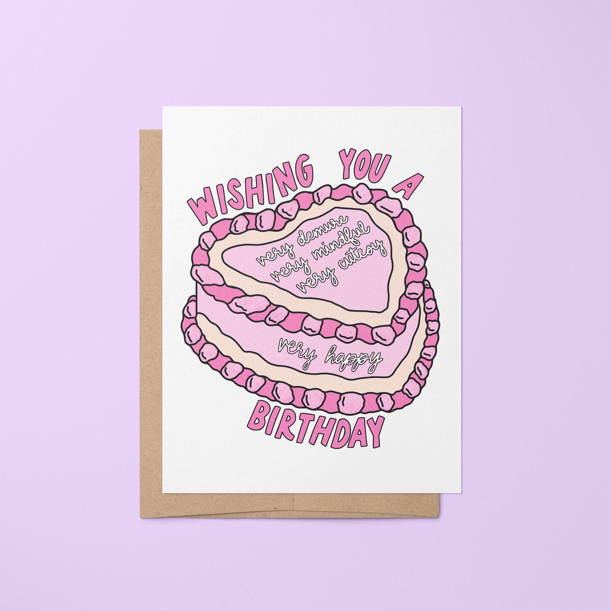 Very demure very mindful very cutesy birthday card - MangoIllustrated - Greeting Cards