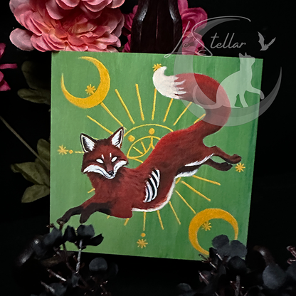 Virgo Fox Zodiac Print with Celestial Accents, Zodiac series