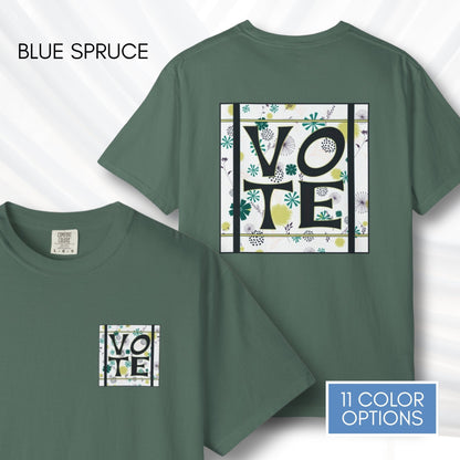 vote-unisex-graphic-tshirt-voter-engagement-tee-hand-drawn-art-blue-spruce