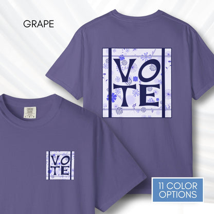 vote-unisex-graphic-tshirt-voter-engagement-tee-hand-drawn-art-grape