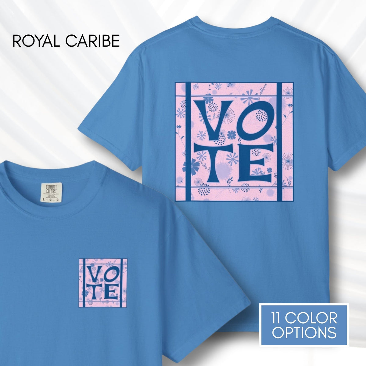 vote-unisex-graphic-tshirt-voter-engagement-tee-hand-drawn-art-royal-caribe