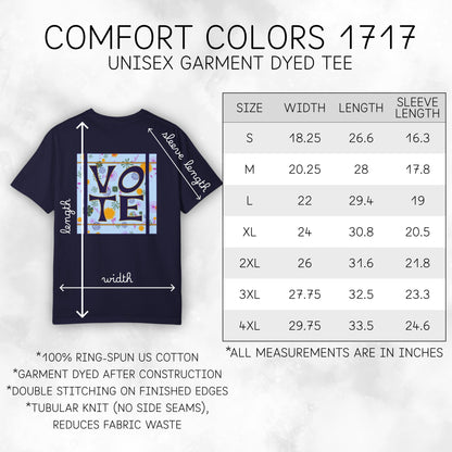 vote-unisex-graphic-tshirt-voter-engagement-tee-hand-drawn-art-size-chart