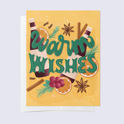 A greeting card with a yellow background featuring text &