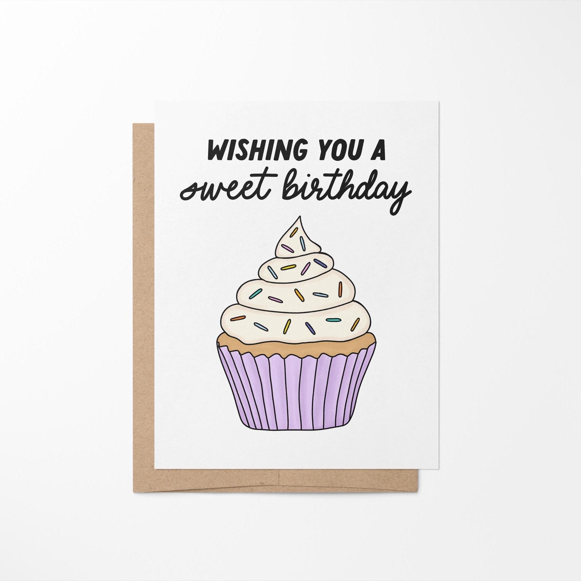 Wishing you a sweet birthday greeting card - MangoIllustrated - Greeting Cards