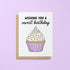 Wishing you a sweet birthday greeting card — hand drawn sprinkle cupcake with hand lettered birthday greeting, 4.25 x 5.5 in folded, by MangoIllustrated