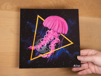 Jellyfish in Space Acrylic Painting: Surreal Sea Nettle Artwork