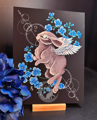 Fantasy Angel Bunny Painting Print, Celestial Rabbit