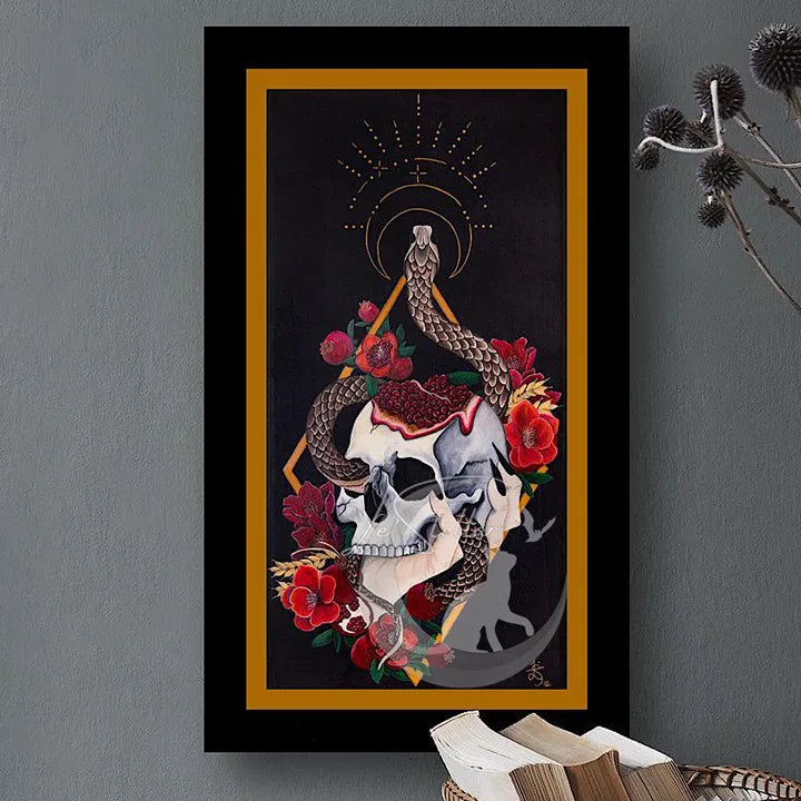 Persephone Art Print: Gothic Snake Skull Pomegranate Wall Decor