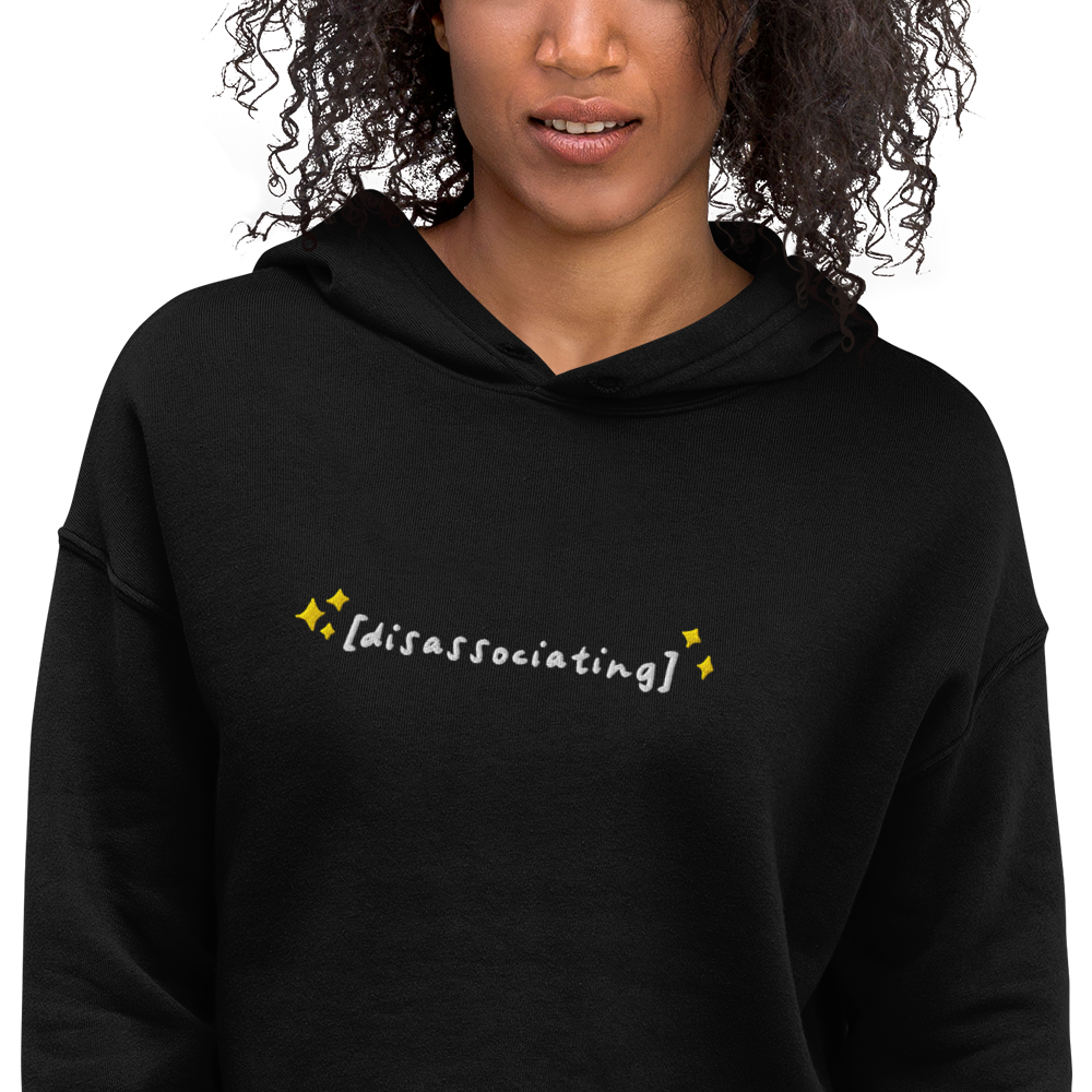 Disassociating Embroidered Crop Hoodie