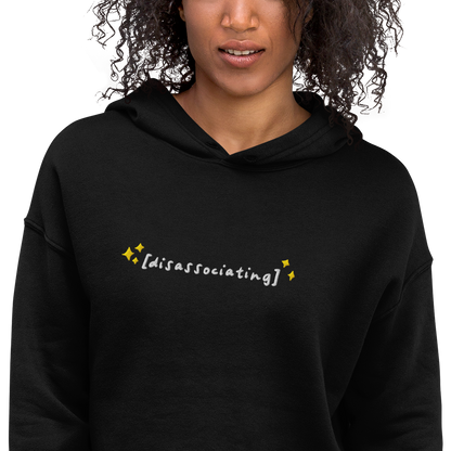 Disassociating Embroidered Crop Hoodie