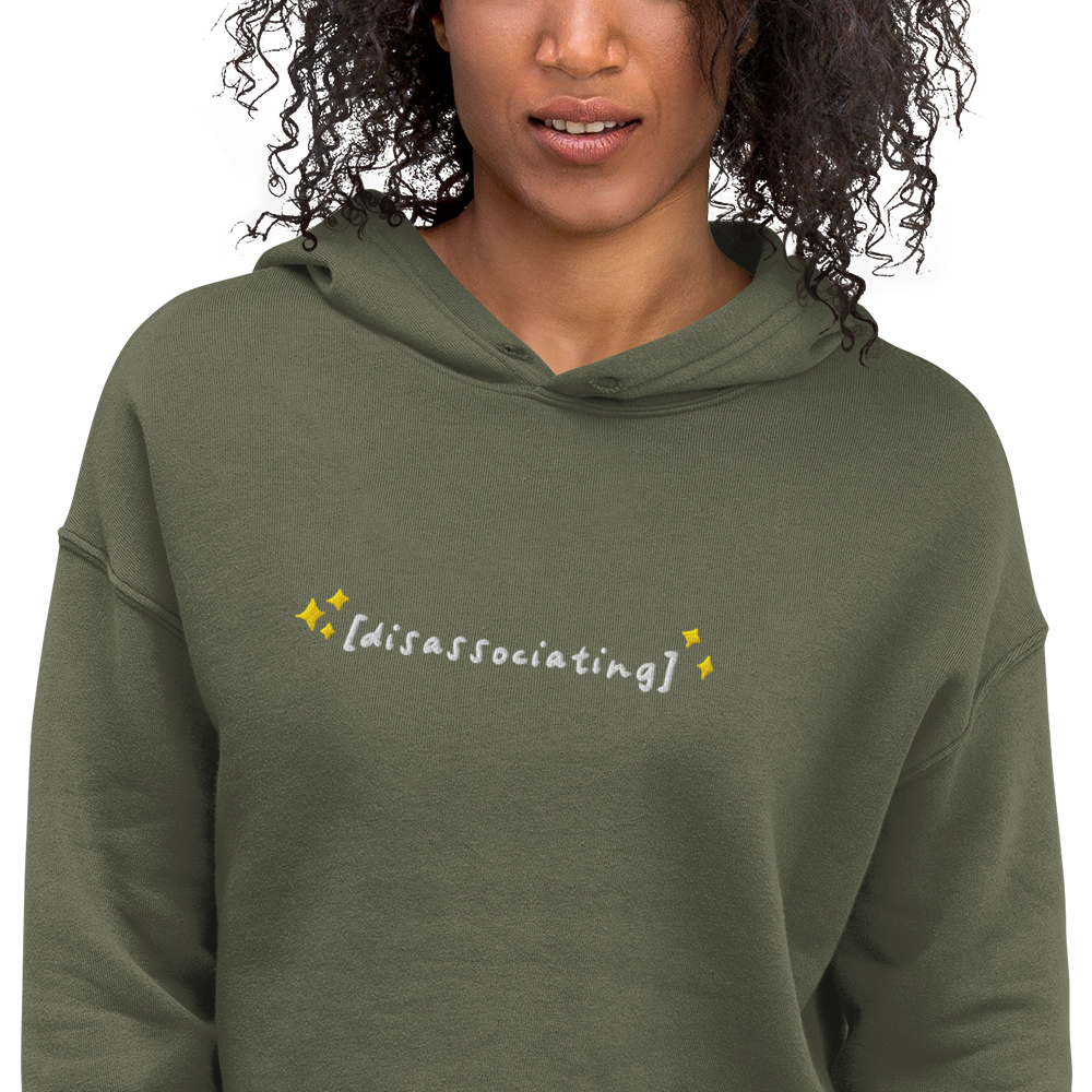 Disassociating Embroidered Crop Hoodie