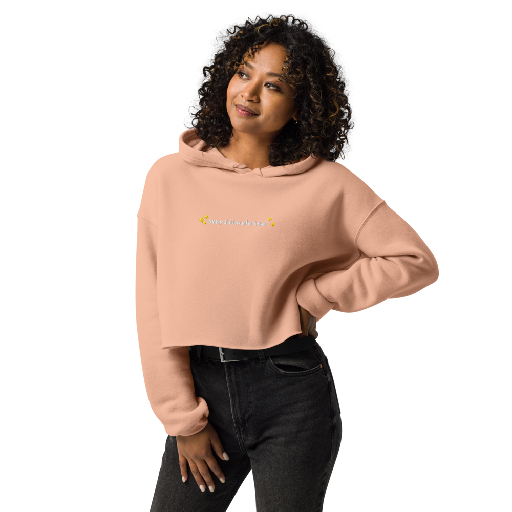 Overstimulated Embroidered Crop Hoodie