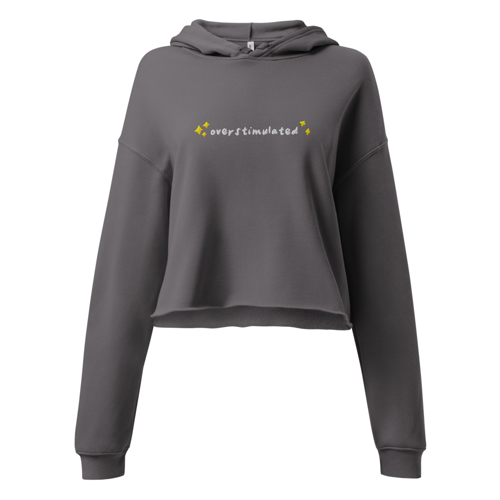 Overstimulated Embroidered Crop Hoodie