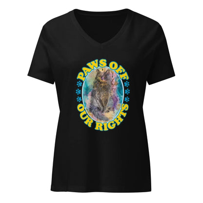 Paws Off Our Rights Women’s Relaxed V-neck T-shirt