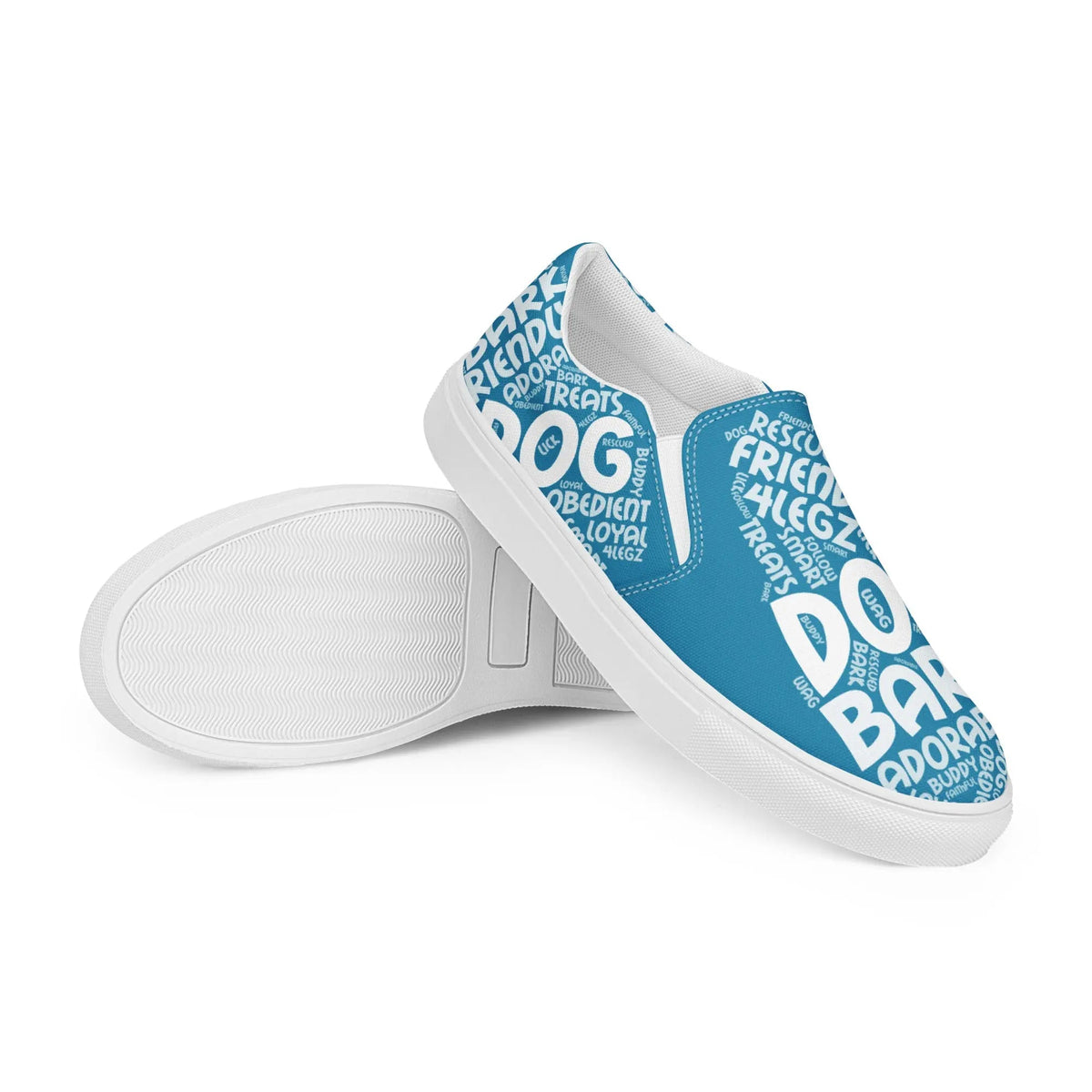 Dog-themed Slip-On Shoes for Women - Playful Blue Canvas Design - 4Legz