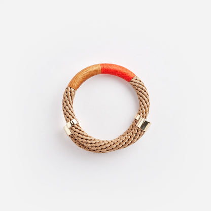 Pichulik Wrap Bracelet in Beige Camel and orange handcrafted adjustable rope bracelet with brass accents — Petite Protea: ethical, sustainable jewelry online