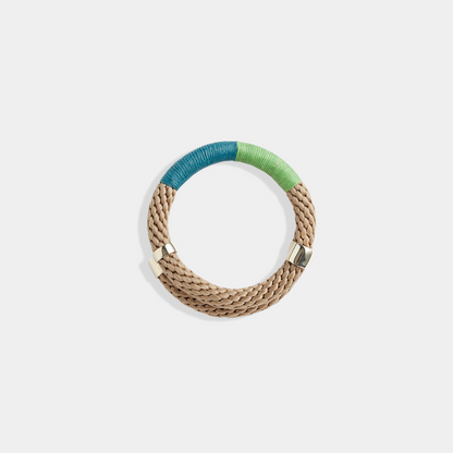 Pichulik Wrap Bracelet in Beige Camel handcrafted adjustable rope bracelet with brass accents — Petite Protea: ethical and sustainable gifts chicago