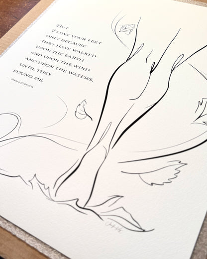 Print of "Walk the Earth" on Aquarelle Rag paper that has a slight texture and is heavyweight 100% cotton