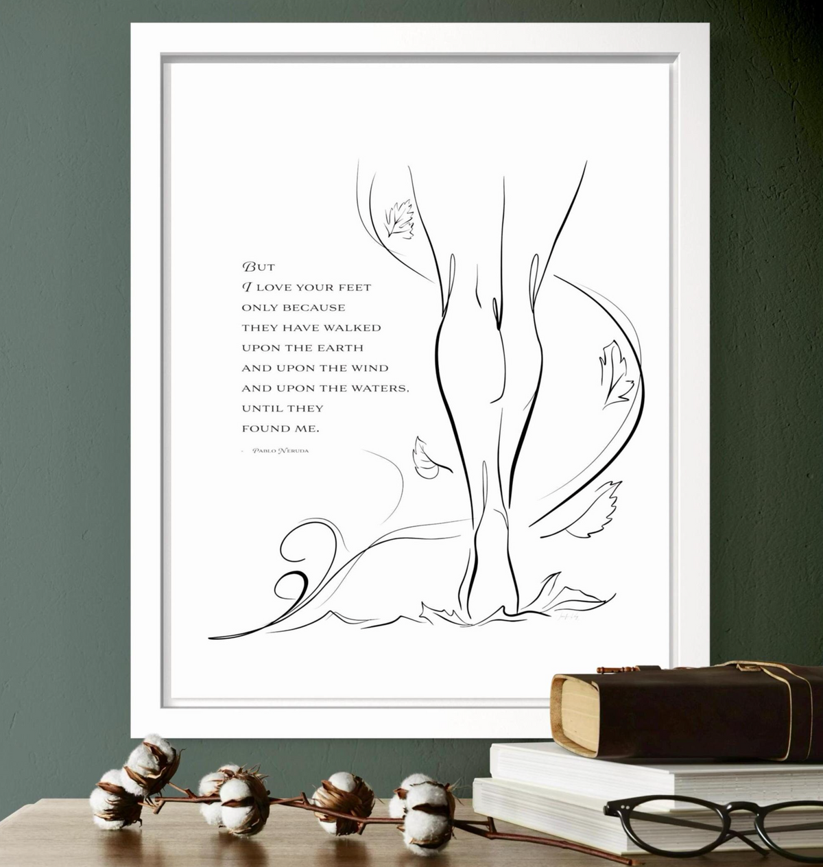 Elegant black and white line drawing of a woman&