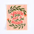 A sticker with a floral pattern and the text &