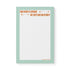 Motivational notepad with mint green border, orange star accents, and text “Your energy is expensive, not every task can afford it” – self-care Showgirl stationery.