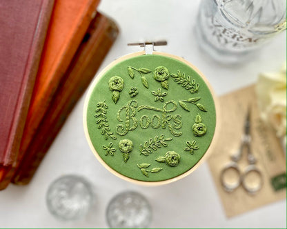 Books monochrome embroidery // PDF Pattern Download 4" Hoop